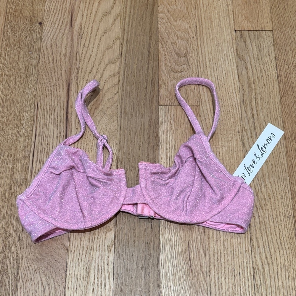 New NWT FOR LOVE & LEMONS shimmer bikini top size xs